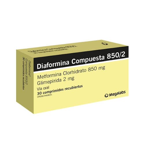 DIAFORMINA COMPUESTA 850MG-2MG X 30 COM