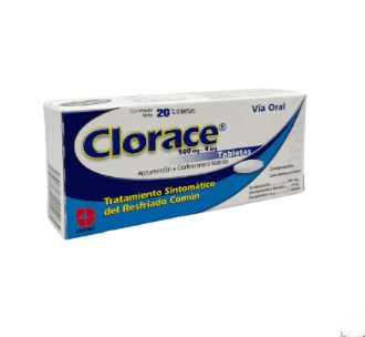 CLORACE 500MG-4MG X 20 TAB