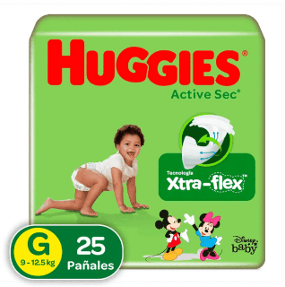 PAÑAL HUGGIES ACTIVE SEC TALLA G X 25UN