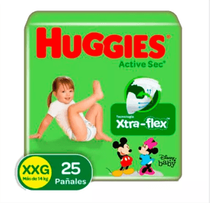 PAÑAL HUGGIES ACTIVE SEC TALLA XXG X 25U