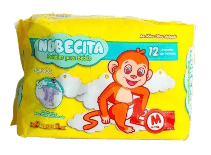 PAÑALES NUBECITA TALLA M X 12UND