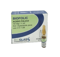 ACIDO FOLICO 10MG/1ML I.V I.M X1 AMP