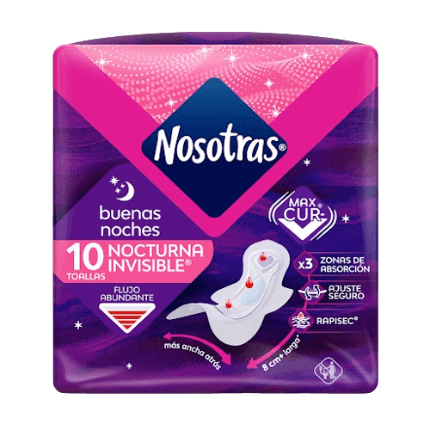 TOALLAS SANITARIAS NOSOTRAS B/NOCHE X 10