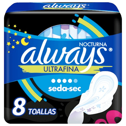 TOALLAS ALWAYS ULTRA FINA NOCHE X 8