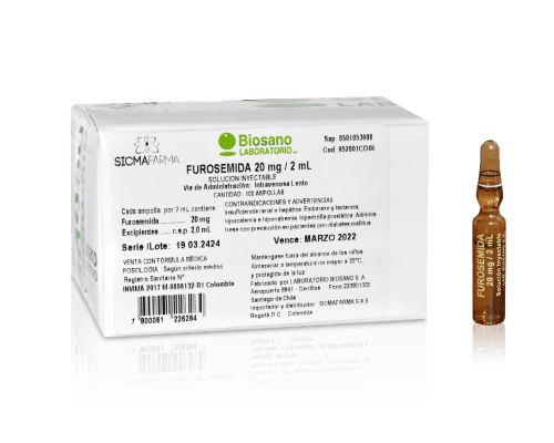 FUROSEMIDA 20 MG/2ML 1 AMP BIOSANO
