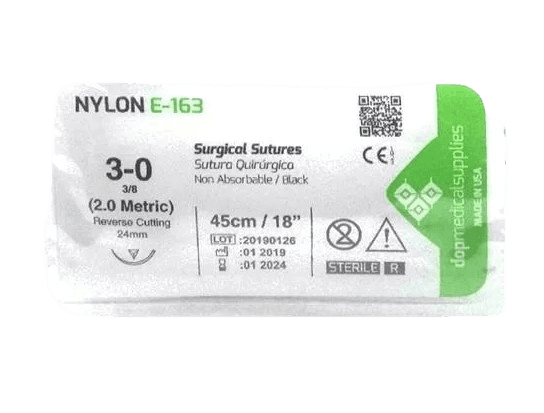 SUTURA NYLON 3-0 CURVA REVERSO CORTANTE