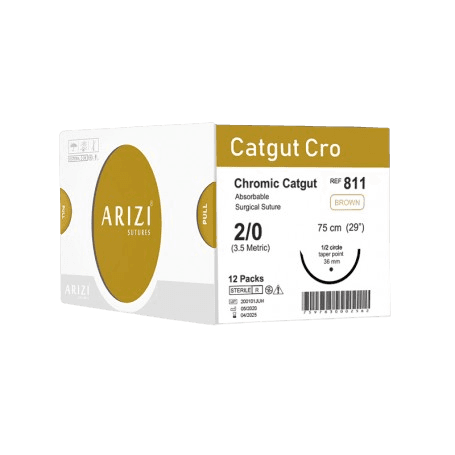 SUTURA CATGUT CROMICO 2-0 CURVA