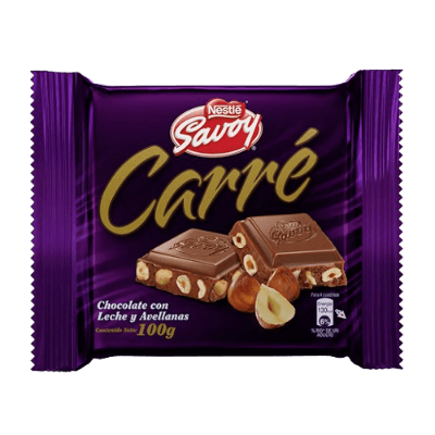 SAVOY CARRE LECHE Y AVELLANAS 100GR X 1