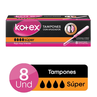 KOTEX TAMPONES SUPER FLUJ INTENSO 8 UND