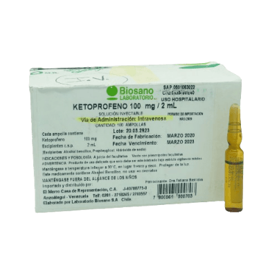 KETOPROFENO 100MG/2ML X 1AMP I.M BIOSANO