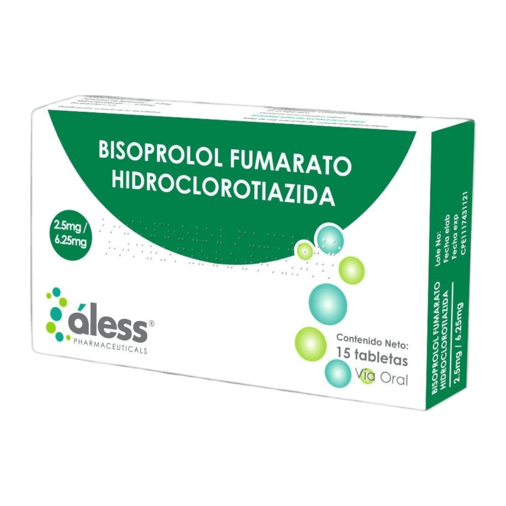 BISOPROLOL+HIDRO 2.5MG/6.25MGX15TAB ALES