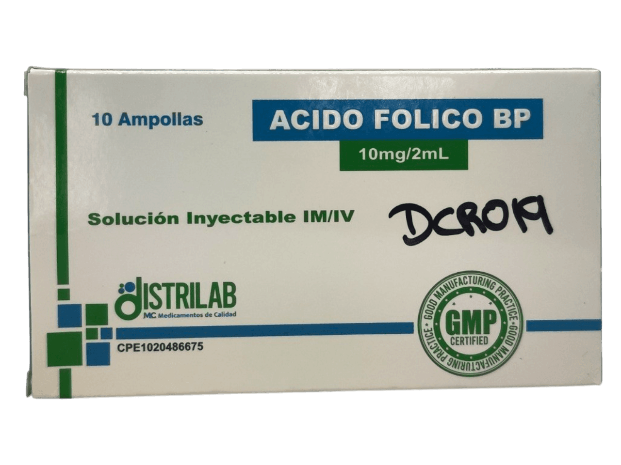 ACIDO FOLICO 10MG X 2ML AMP X 1  I.M-I.V