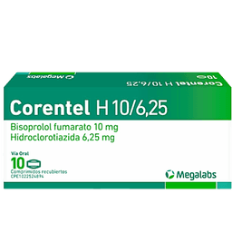 CORENTEL H 10MG/6,25MG X 10 COMPR