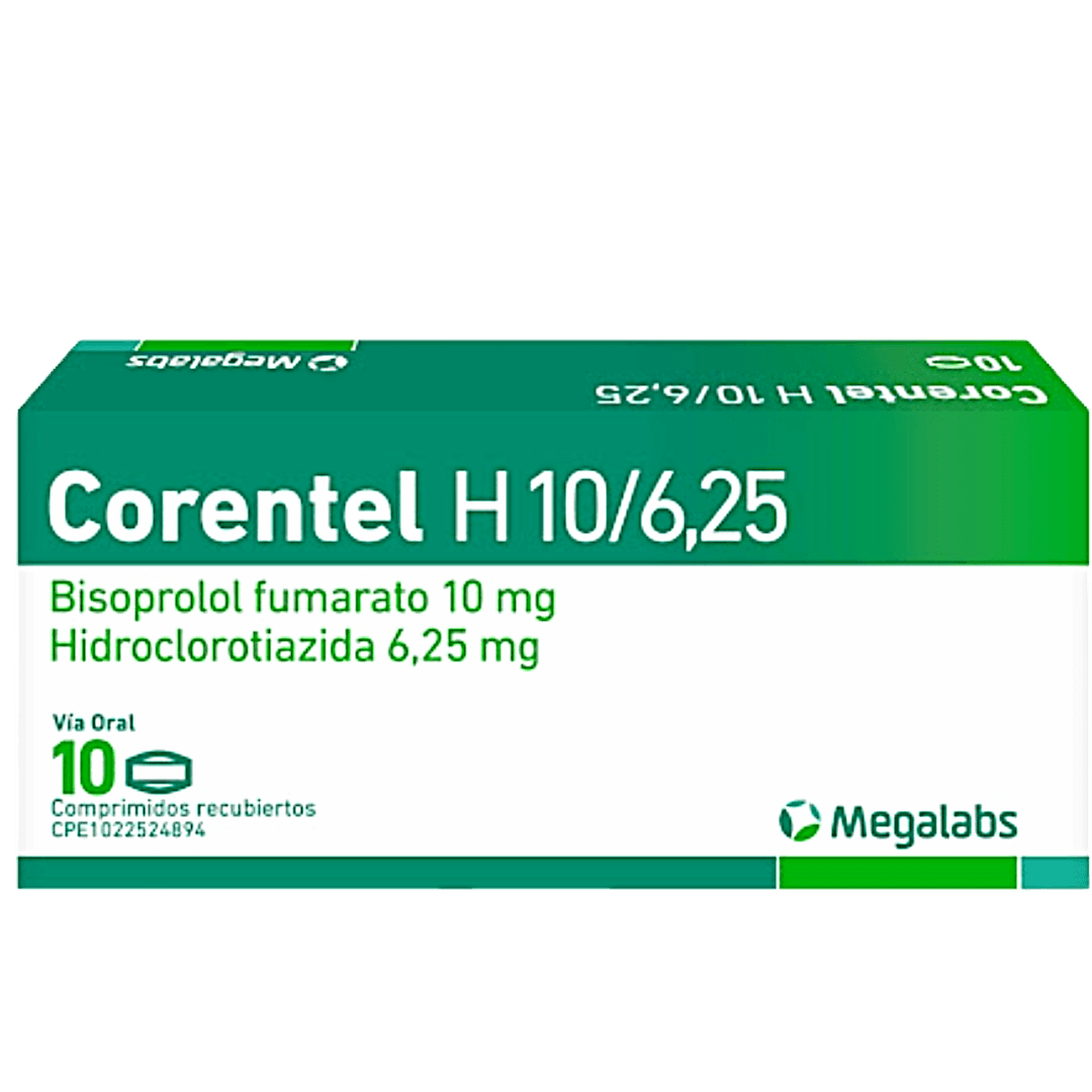 CORENTEL H 10MG/6,25MG X 10 COMPR
