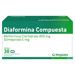 DIAFORMINA COMPUESTA 850MG-4MG X 30 COM