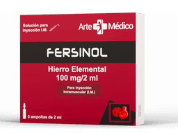 FERSINOL 100MG/2ML HIERRO ELEMENTAL SOLUCION PARA INYECCION I.M. X 5 AMP ARTE MEDICO