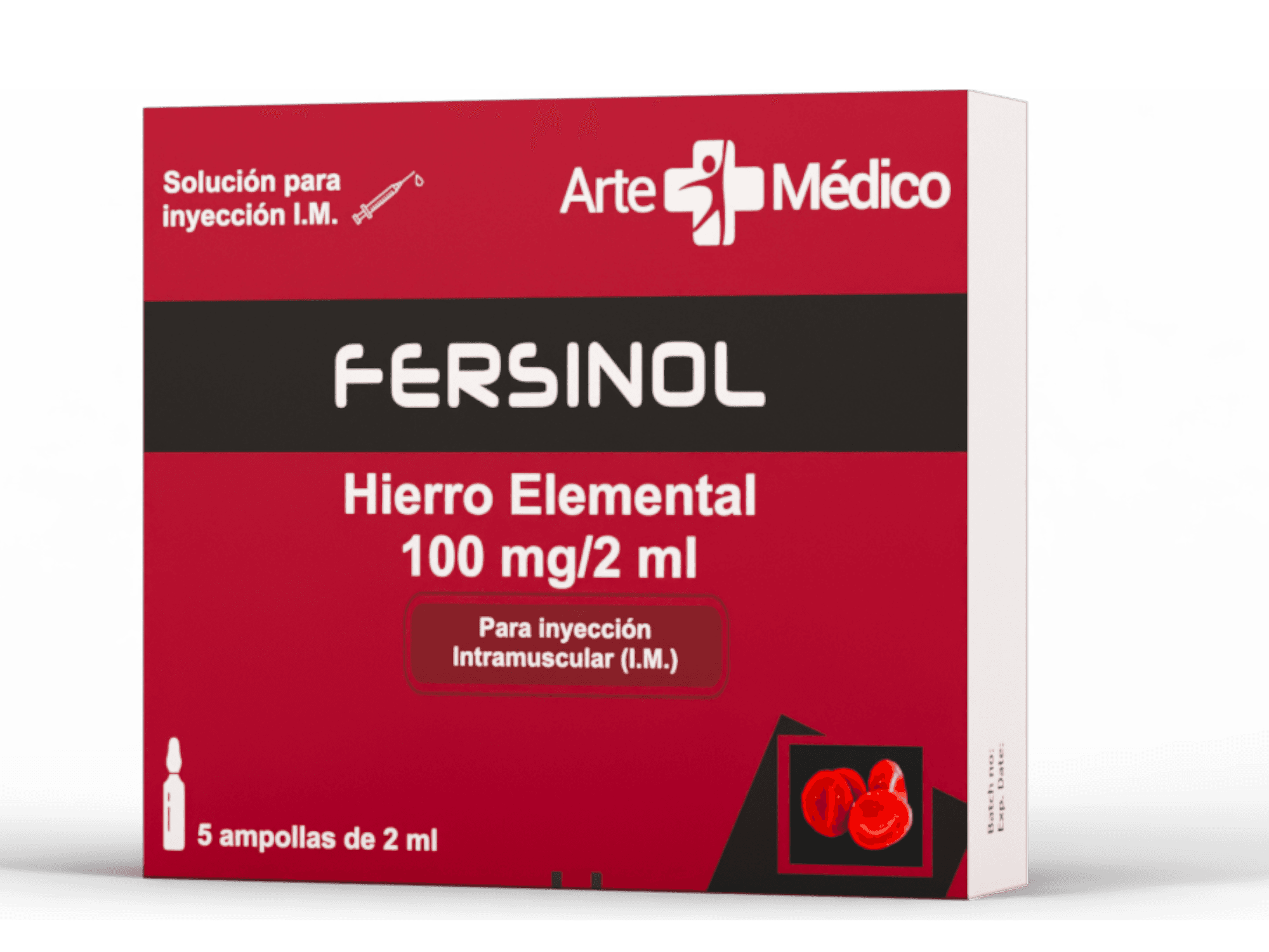 FERSINOL 100MG/2ML HIERRO ELEMENTAL SOLUCION PARA INYECCION I.M. X 5 AMP ARTE MEDICO