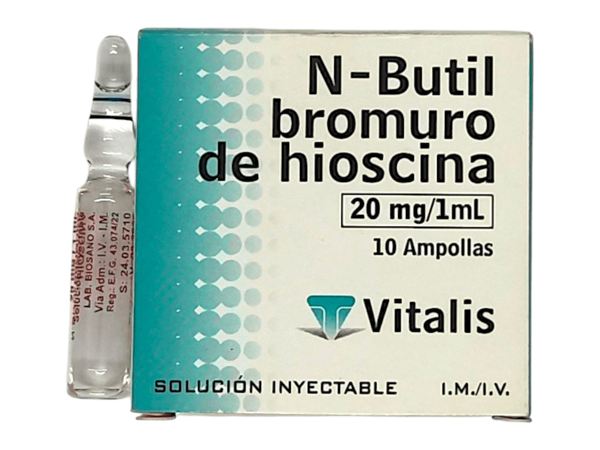 HIOSCINA N-BUTIL BROMURO 1 INYECTABLE 20 mg - Via im/iv