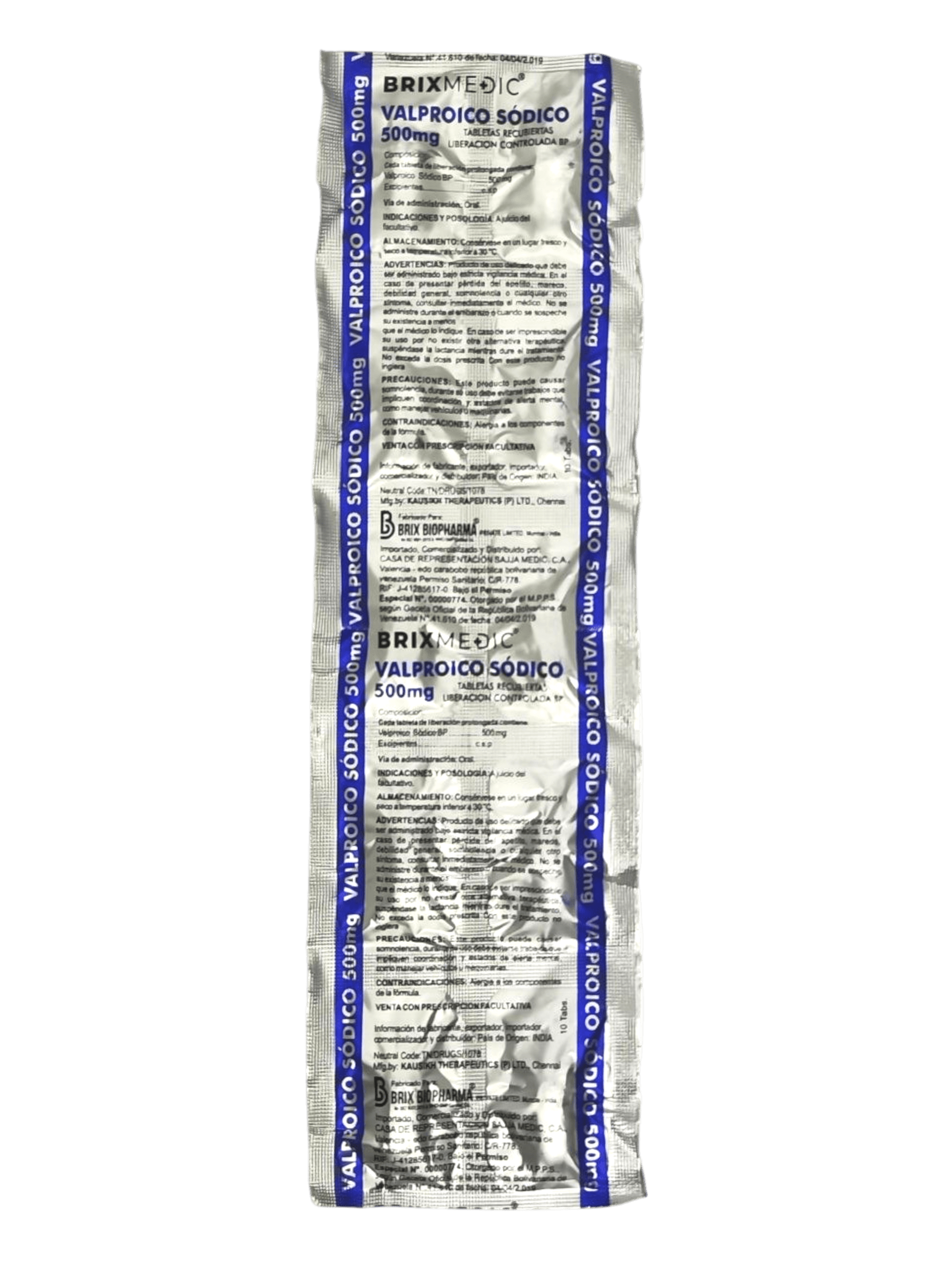 ACIDO VALPROICO 500MG X 10 TAB BLISTER