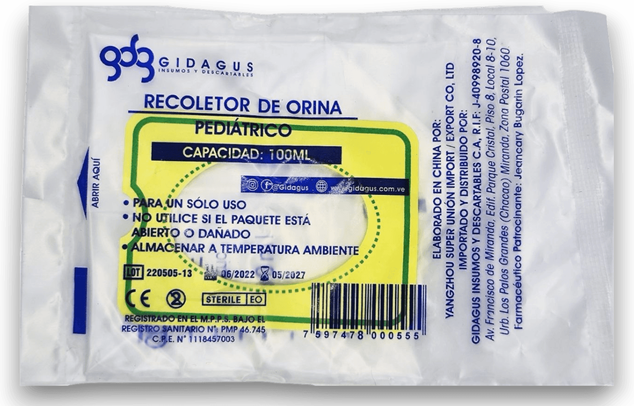 BOLSA RECOLECTOR ORINA PED X 1UND