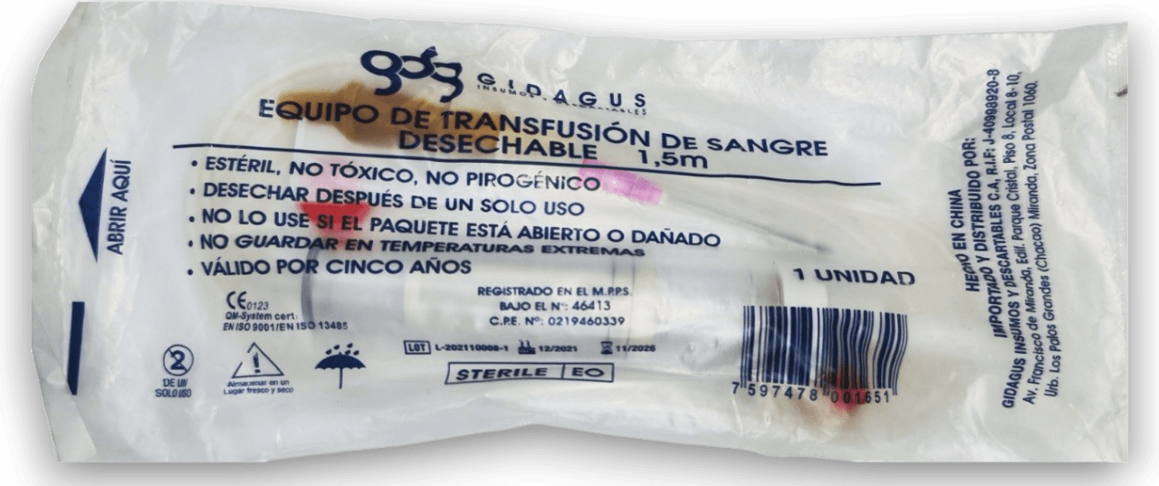 EQUIP TRANSF DE SANGRE CON AGUJA 1.5M