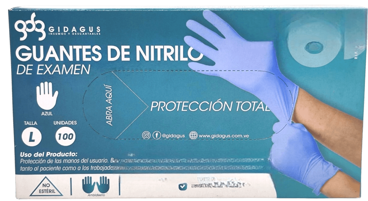 GUANTES DE NITRILO T/ L AZUL X 100 UND