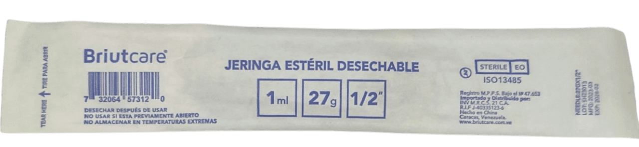 JERINGA 1CC 27X1 1/2 X 1 BRIUTCARE