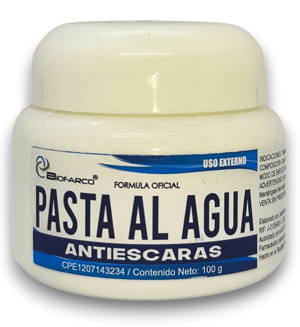 PASTA AL AGUA 100 GR BIOFARCO