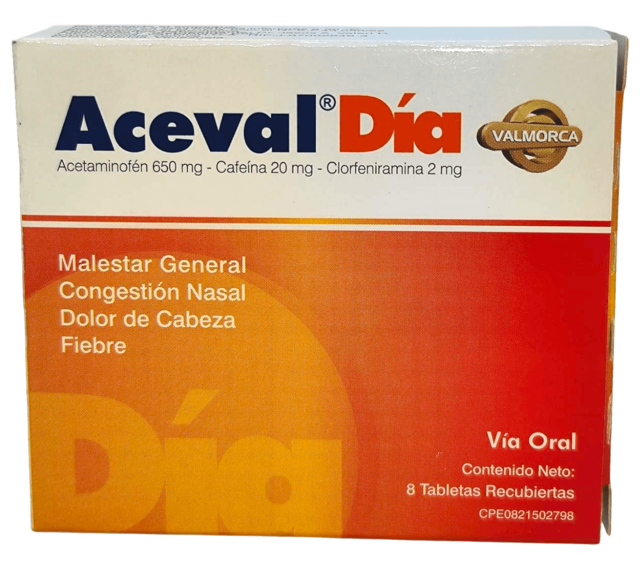ACEVAL DIA 650MG-20MG-2MG X 8TAB