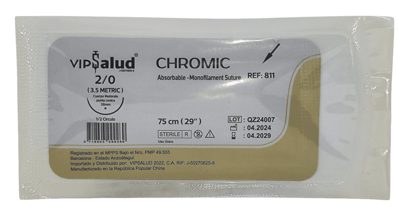 SUTURA CROMIC 2-0 CATGUT AG/CUR 75CMX3