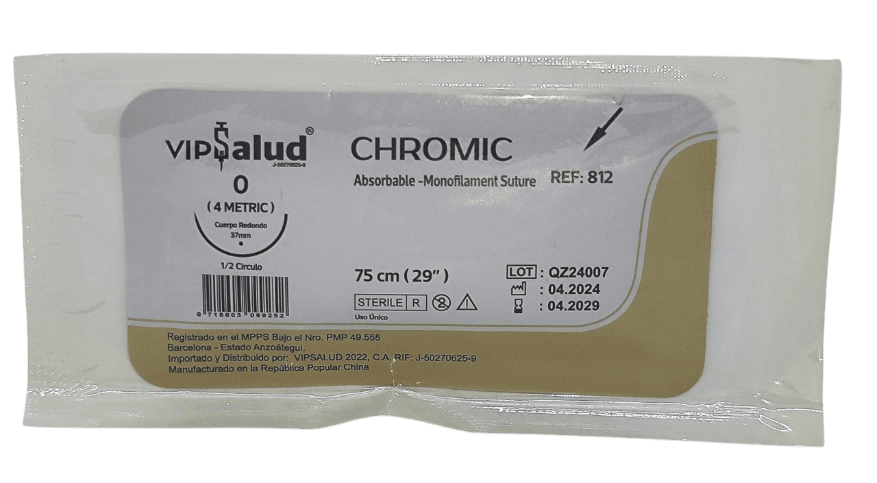 SUTURA CROMICO 0 CATGUT AG/CURV 75CMX4