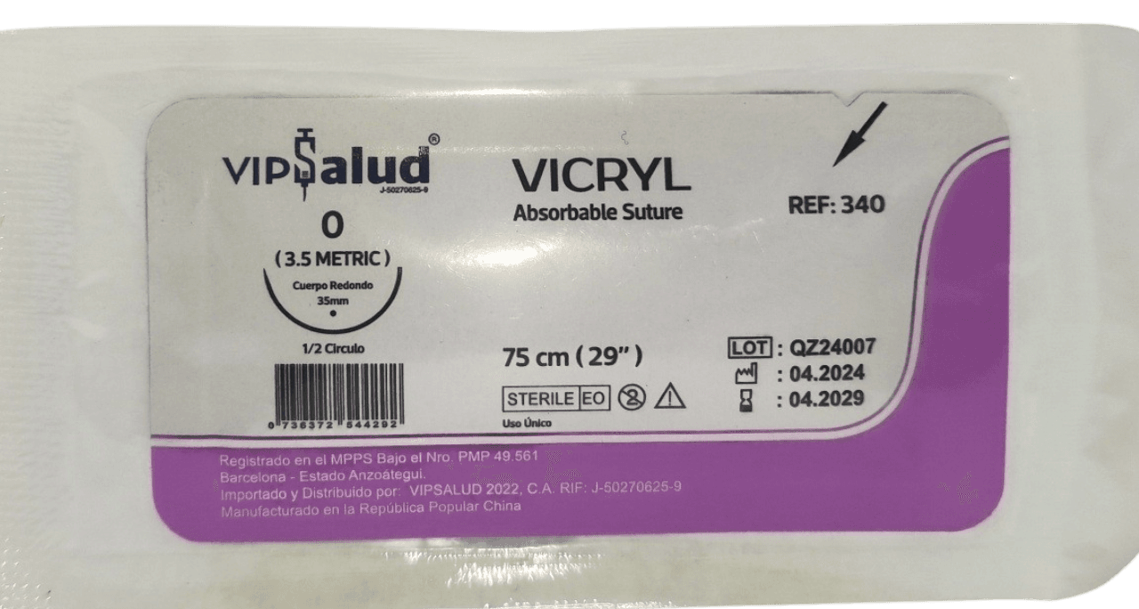 SUTURA VICRYL 0 AGUJA CURVA 75CM X 3.5M