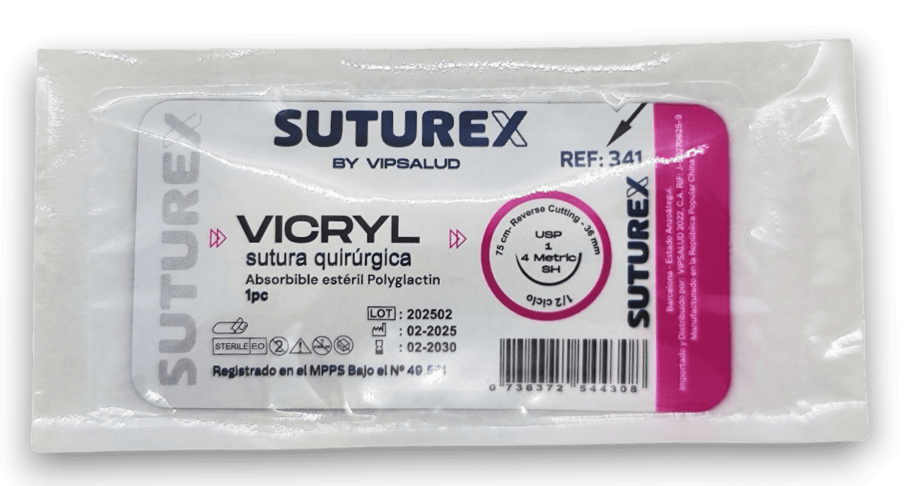 SUTURA VICRYL 1 AGUJA CURVA 75 CM X 4M