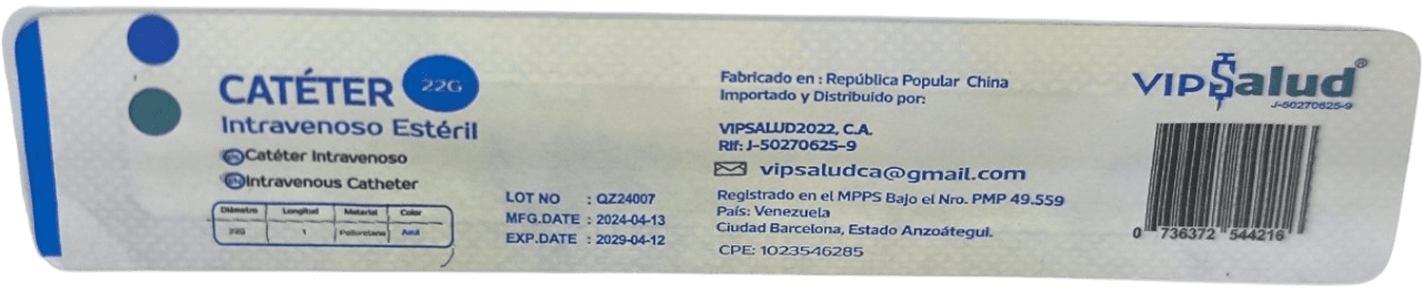 JELCO CATETER N 22G AZUL X 1 UND