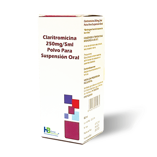 CLARITROMICINA 250MG/5ML POLV SUSP X60ML