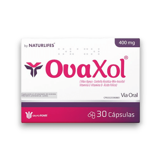 OVAXOL 400MG.(VITEX AGNUS-CENTELLA ASIATICA-MIO-INOSITOL-VITAMINA E-VITAMINA D-ACIDO FOLICO X30 CAPS