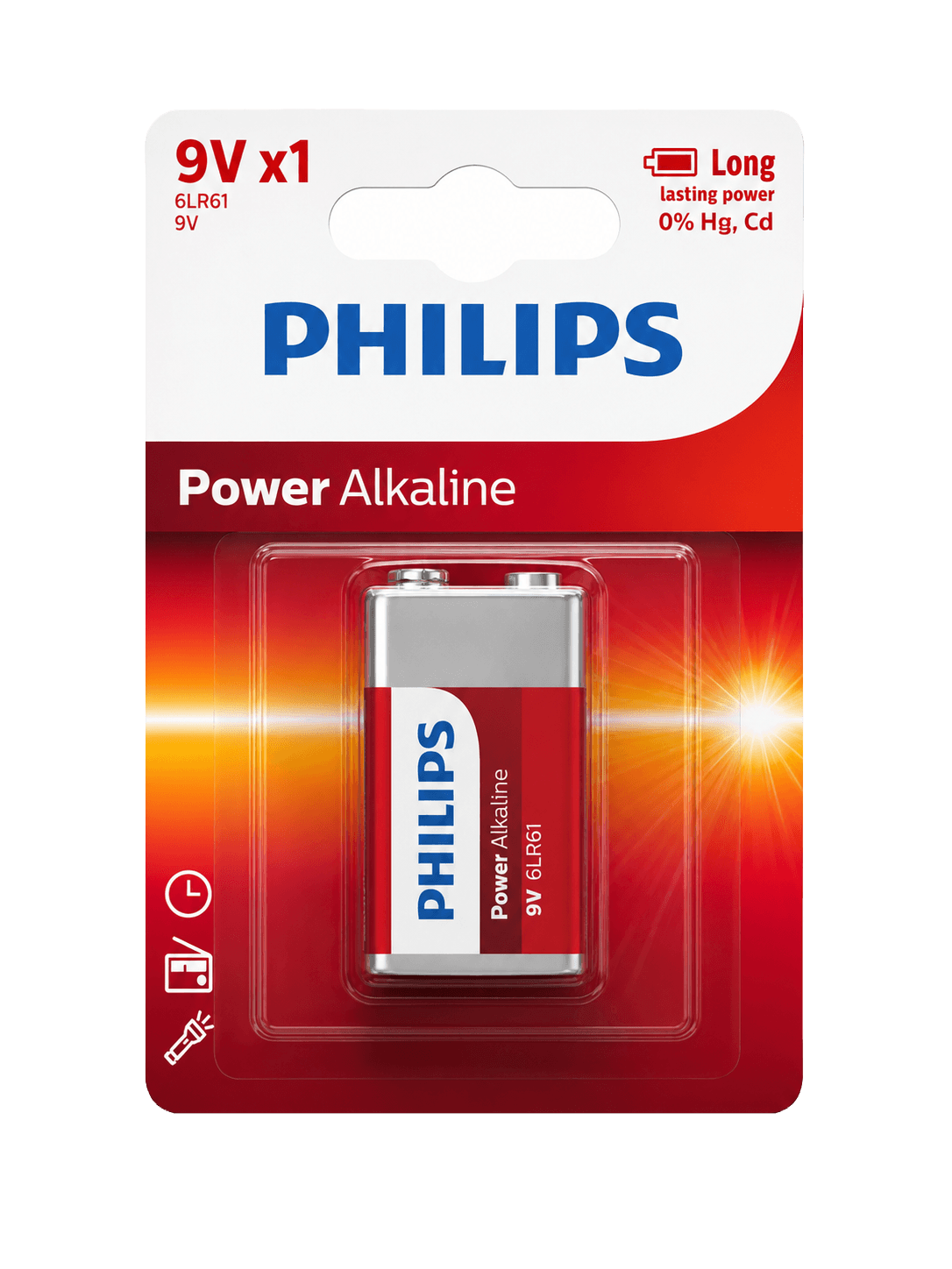 PILAS PHILIPS POWER ALKALINE 9V X 1 UND