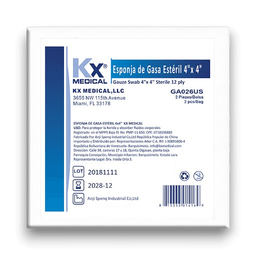 GASA ESTERIL KX MEDICAL 4X4  SOBRES