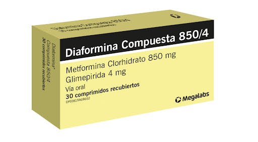 DIAFORMINA COMPUESTA 850MG-4MG X 30 COM