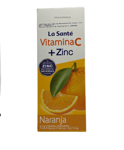 VITAMINA C + ZINC NARANJA S/A X10TAB MAS